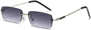 Popular Fashion Rectangle Women Sunglasses Vintage Rimless Clear Ocean Gradient Lens Men Uv400