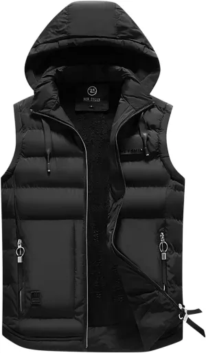 Puffer Vest Men Quilted Sleeveless Jackets Fashion Hooded utility Vests Winter Thermal Softshell down Vest Jackets