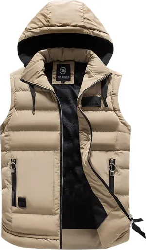 Puffer Vest Men Quilted Sleeveless Jackets Fashion Hooded utility Vests Winter Thermal Softshell down Vest Jackets