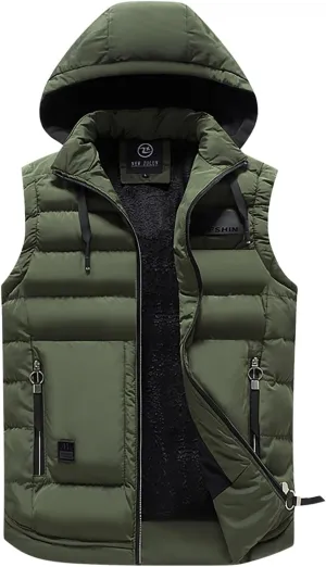 Puffer Vest Men Quilted Sleeveless Jackets Fashion Hooded utility Vests Winter Thermal Softshell down Vest Jackets
