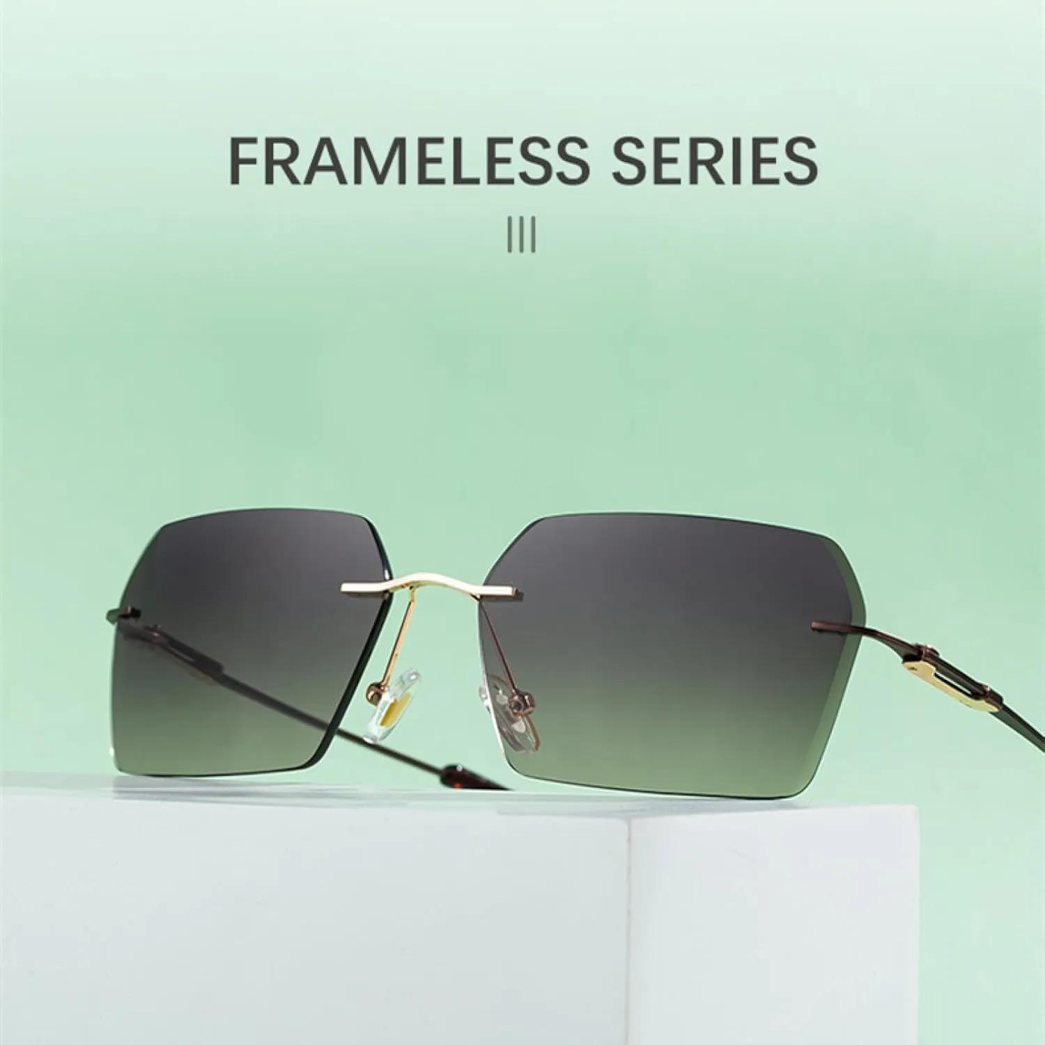 Punk Rimless Sunglasses for Men Luxury Trendy Vintage Uv400