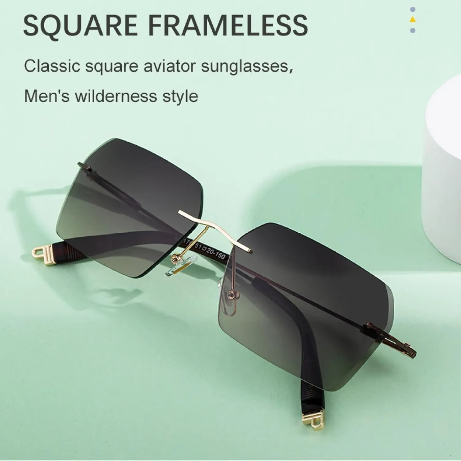 Punk Rimless Sunglasses for Men Luxury Trendy Vintage Uv400