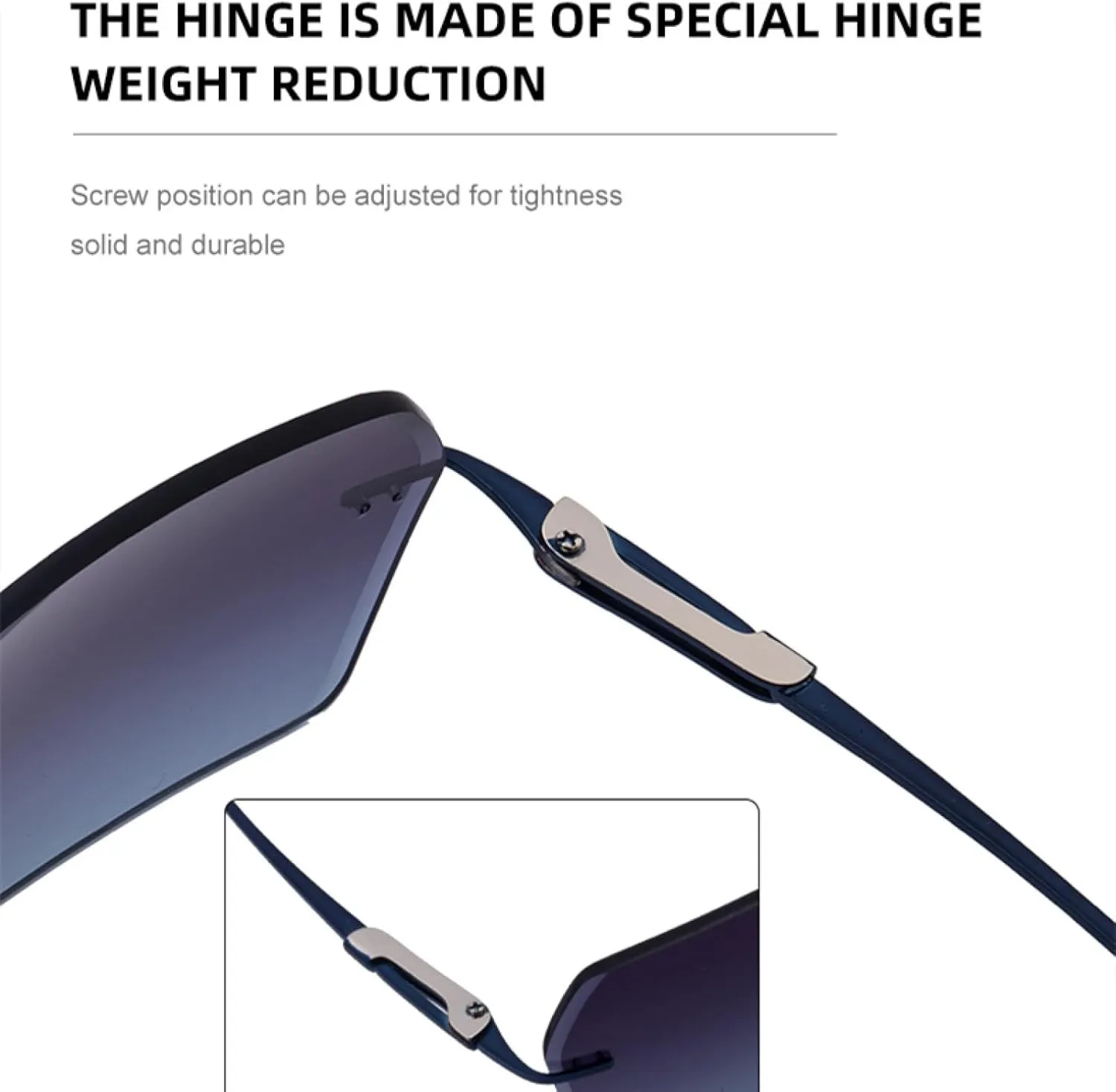 Punk Rimless Sunglasses for Men Luxury Trendy Vintage Uv400