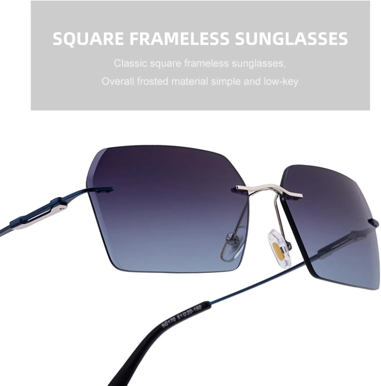 Punk Rimless Sunglasses for Men Luxury Trendy Vintage Uv400