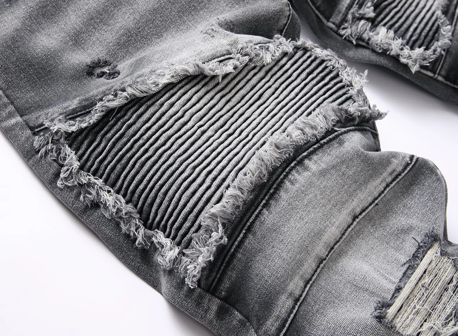 QIMYUM Men's Slim Fit Jeans Ripped Skinny Jeans for Men, Fashion Biker Jeans Stretch Moto Cargo Denim Pants