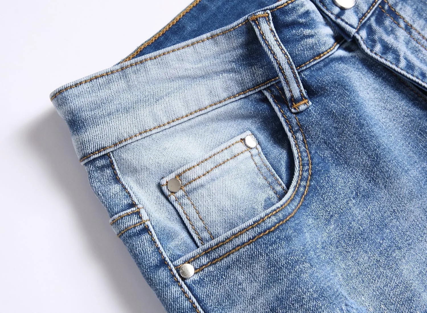 QIMYUM Men's Slim Fit Jeans Ripped Skinny Jeans for Men, Fashion Biker Jeans Stretch Moto Cargo Denim Pants