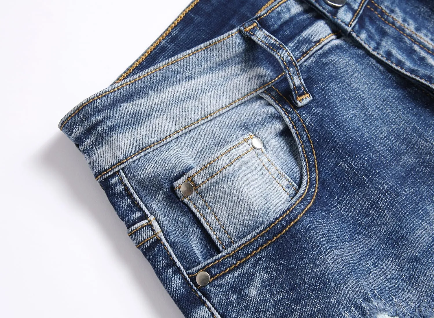 QIMYUM Men's Slim Fit Jeans Ripped Skinny Jeans for Men, Fashion Biker Jeans Stretch Moto Cargo Denim Pants