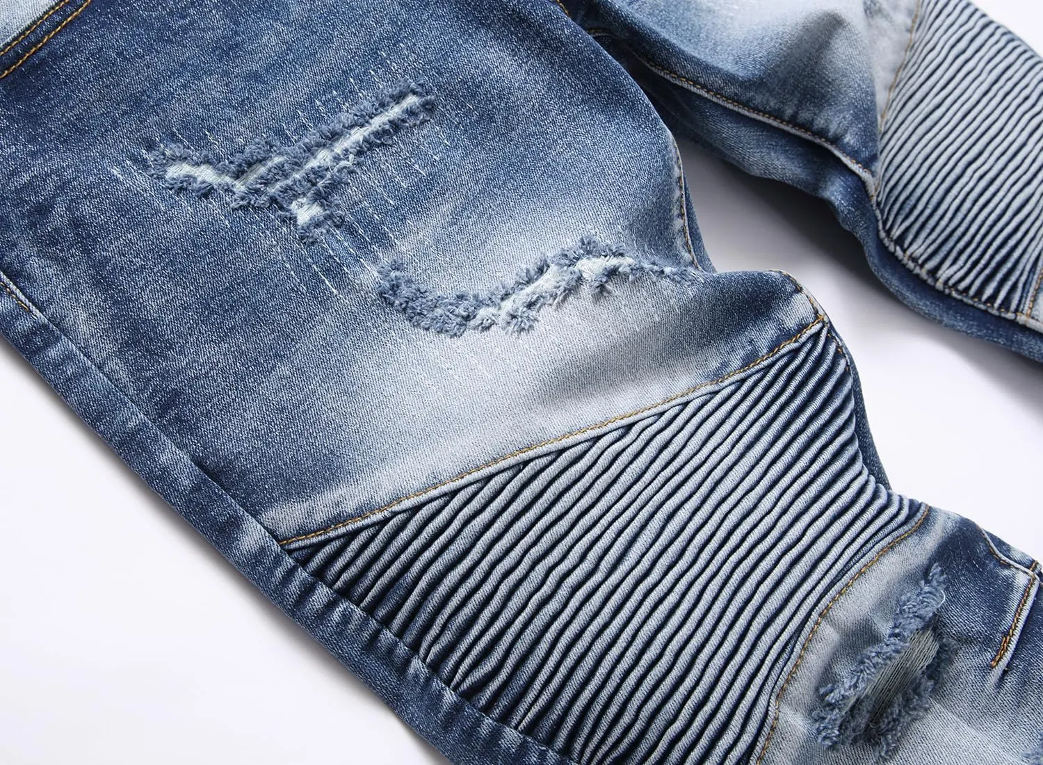 QIMYUM Men's Slim Fit Jeans Ripped Skinny Jeans for Men, Fashion Biker Jeans Stretch Moto Cargo Denim Pants