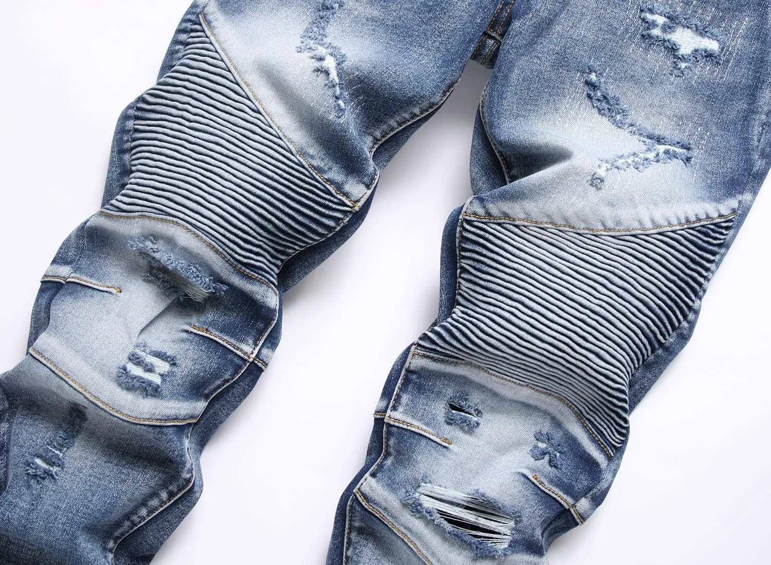 QIMYUM Men's Slim Fit Jeans Ripped Skinny Jeans for Men, Fashion Biker Jeans Stretch Moto Cargo Denim Pants