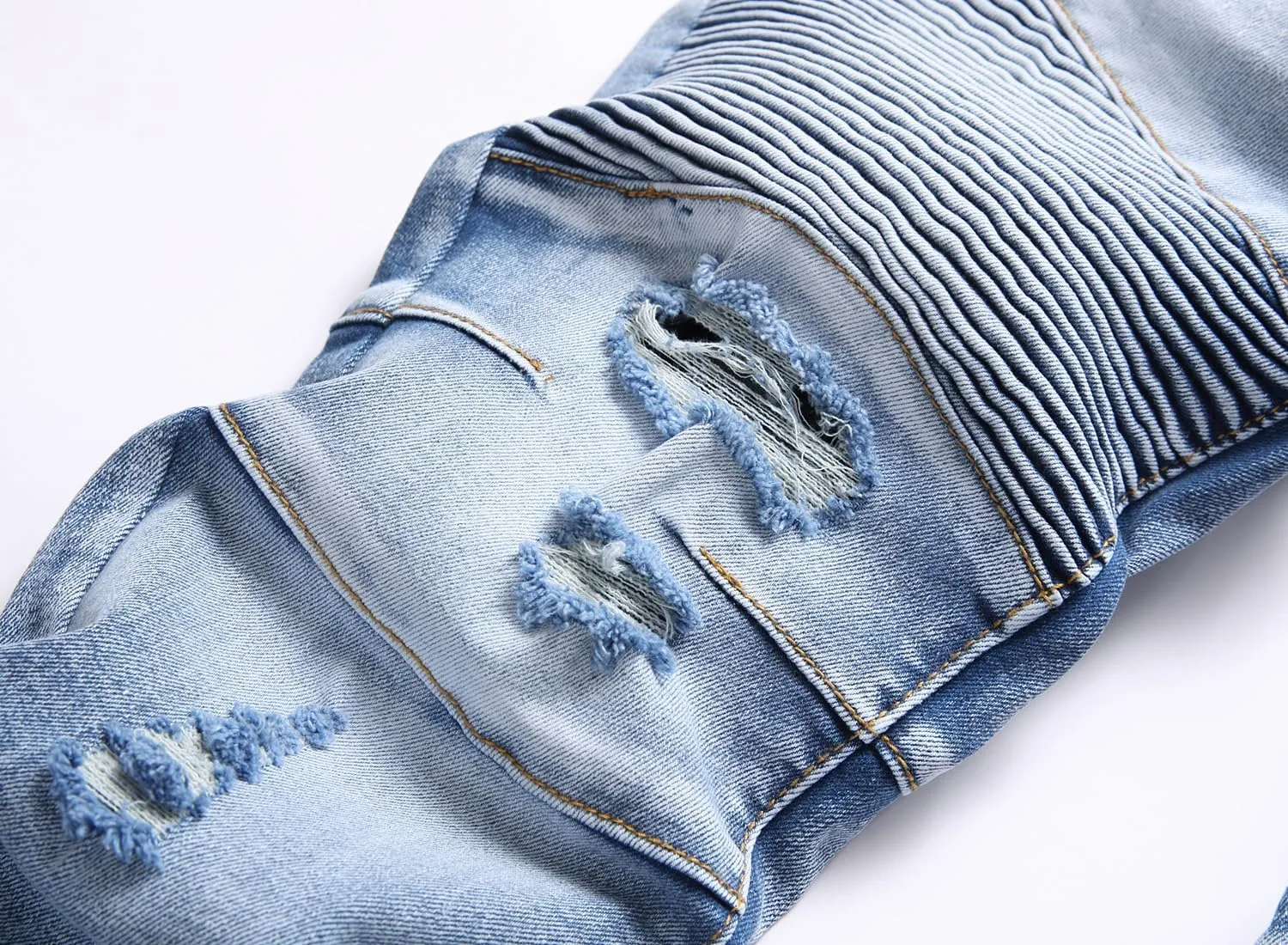 QIMYUM Men's Slim Fit Jeans Ripped Skinny Jeans for Men, Fashion Biker Jeans Stretch Moto Cargo Denim Pants