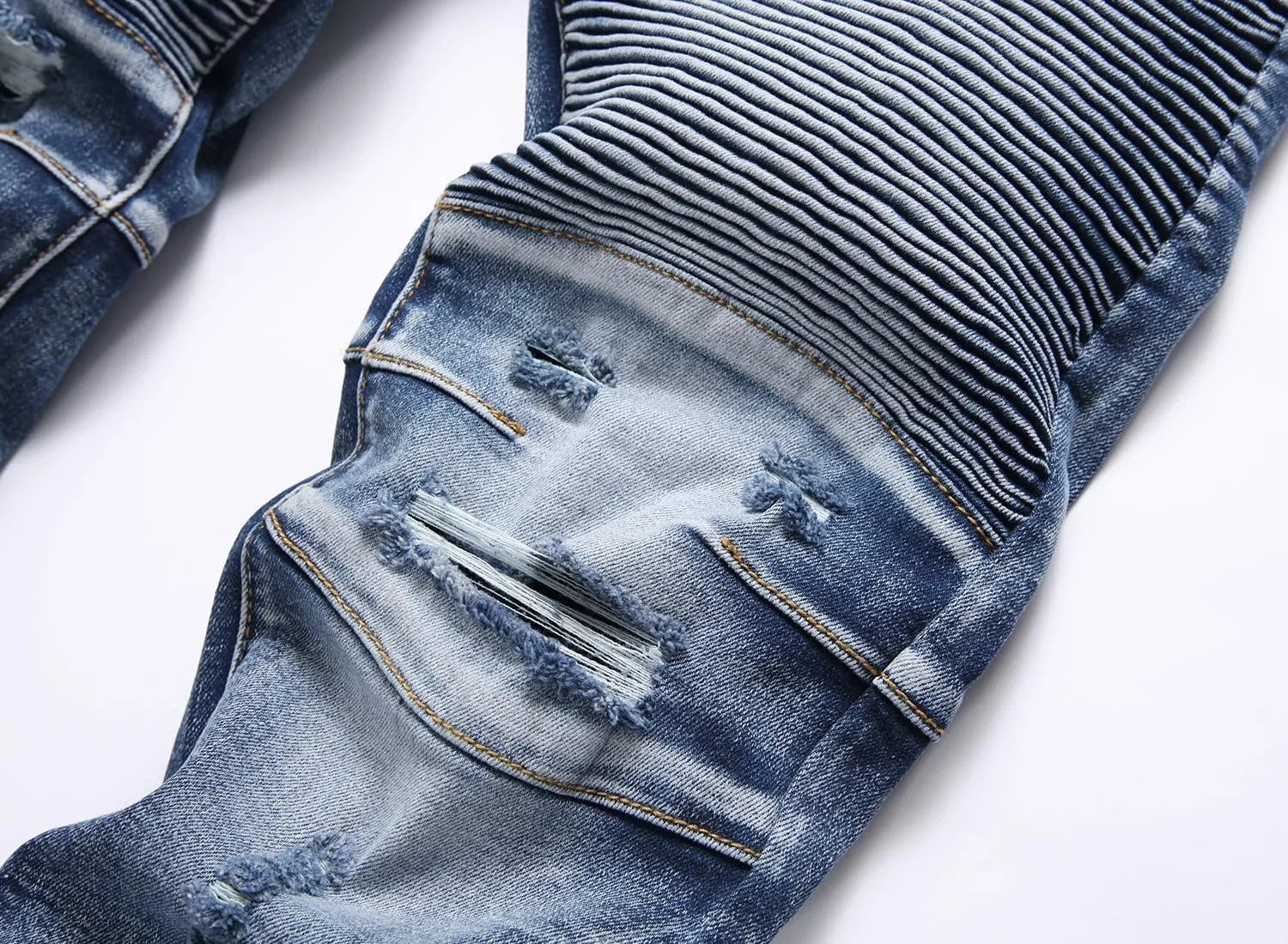 QIMYUM Men's Slim Fit Jeans Ripped Skinny Jeans for Men, Fashion Biker Jeans Stretch Moto Cargo Denim Pants
