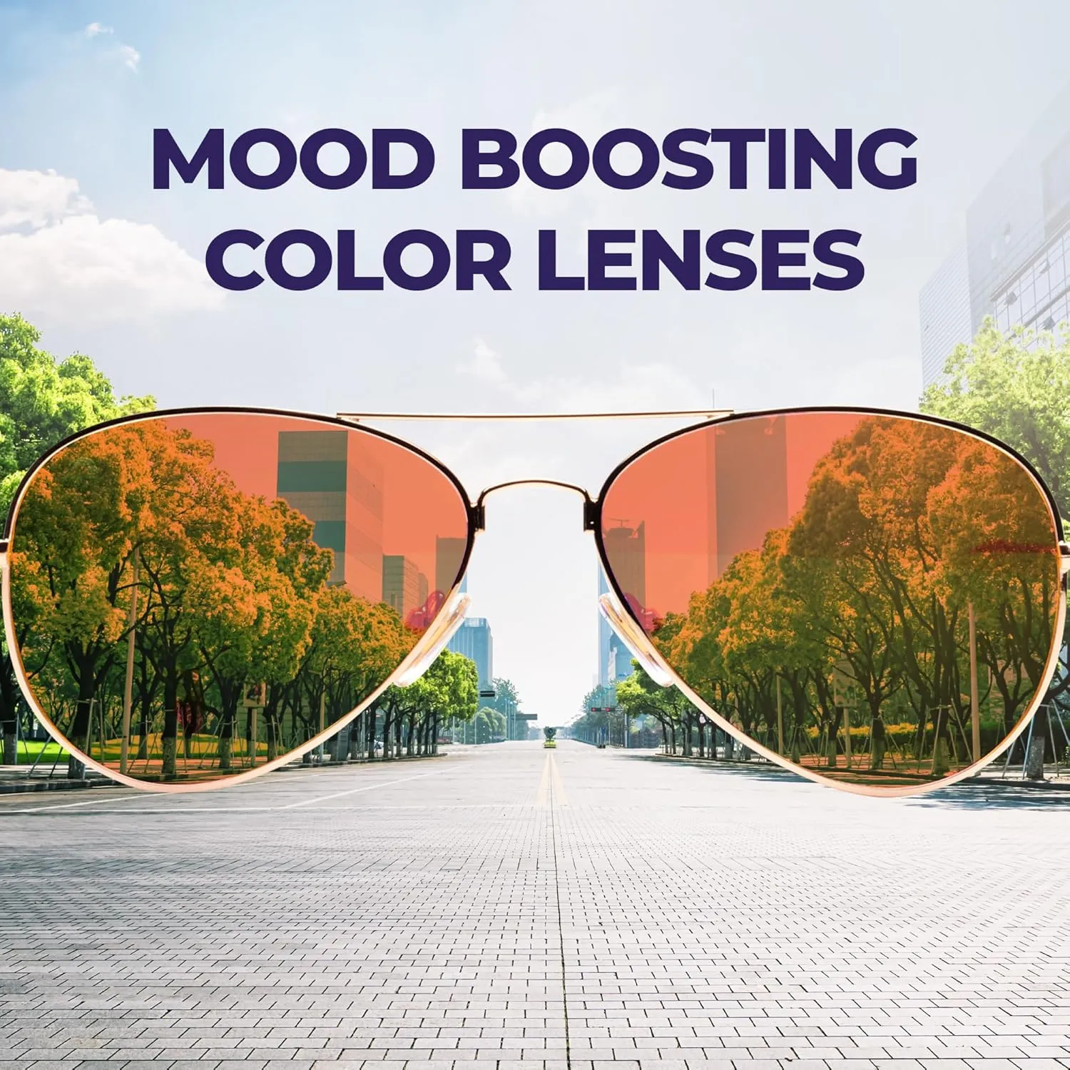 RainbowOPTX Aviator Mood Boosting Color Sunglasses For Men & Women, Full UV400 Protection