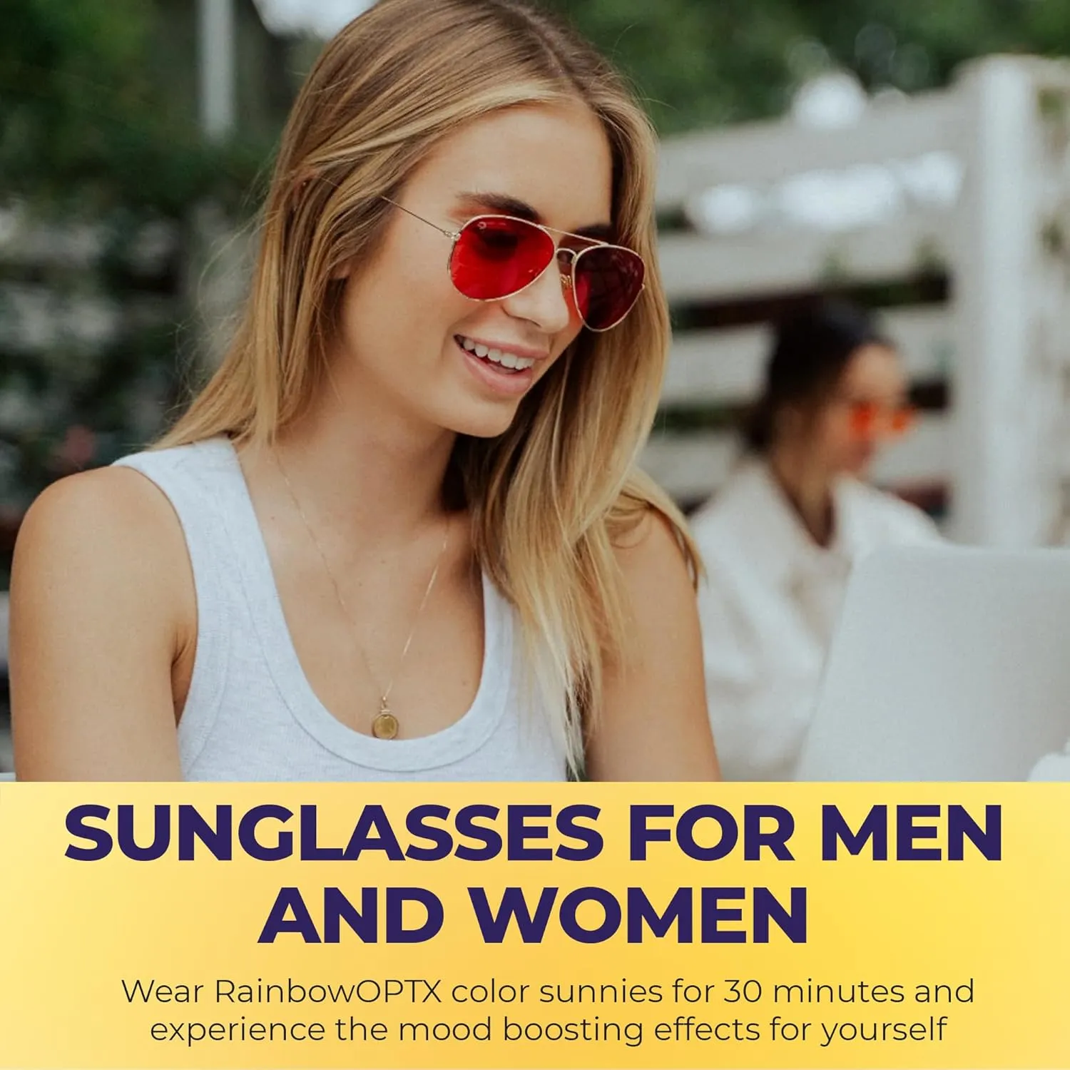 RainbowOPTX Aviator Mood Boosting Color Sunglasses For Men & Women, Full UV400 Protection