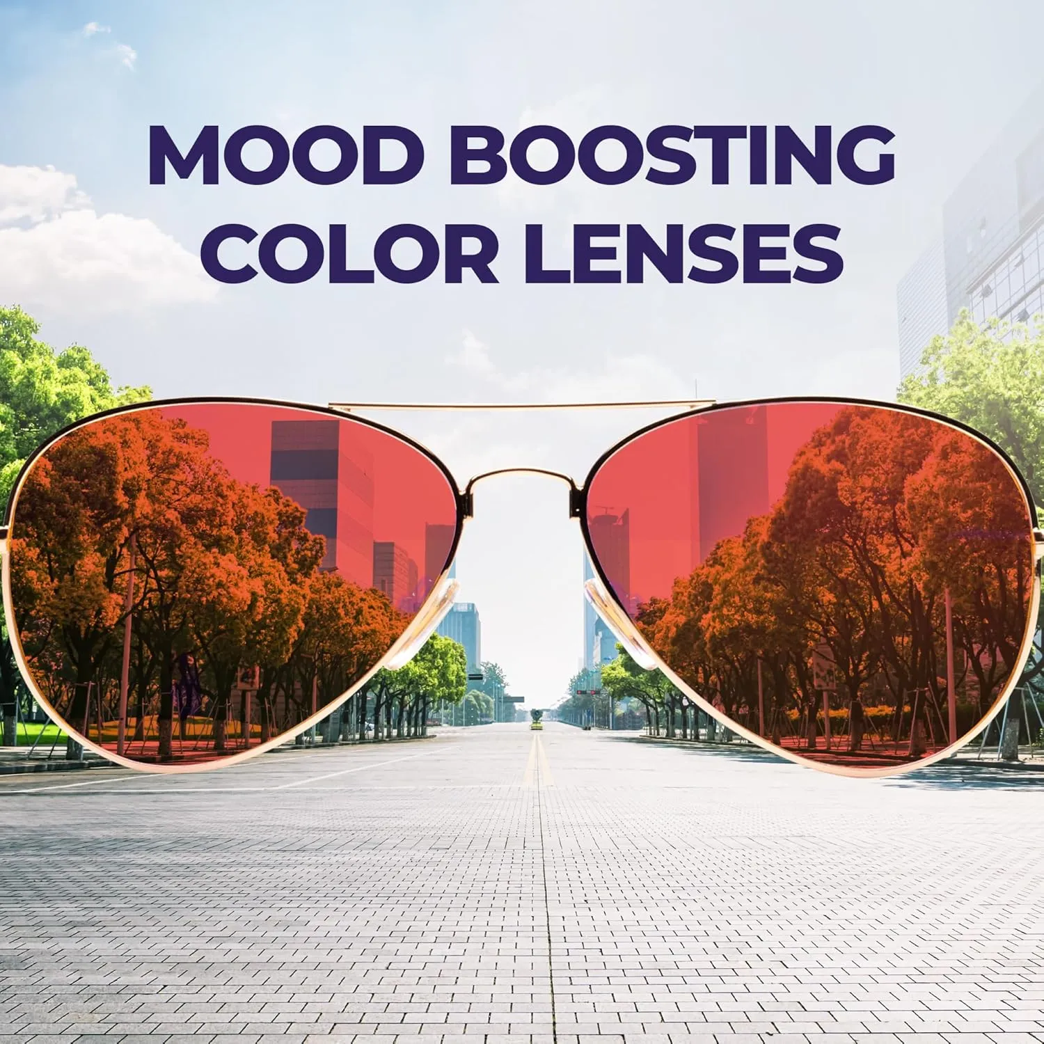 RainbowOPTX Aviator Mood Boosting Color Sunglasses For Men & Women, Full UV400 Protection