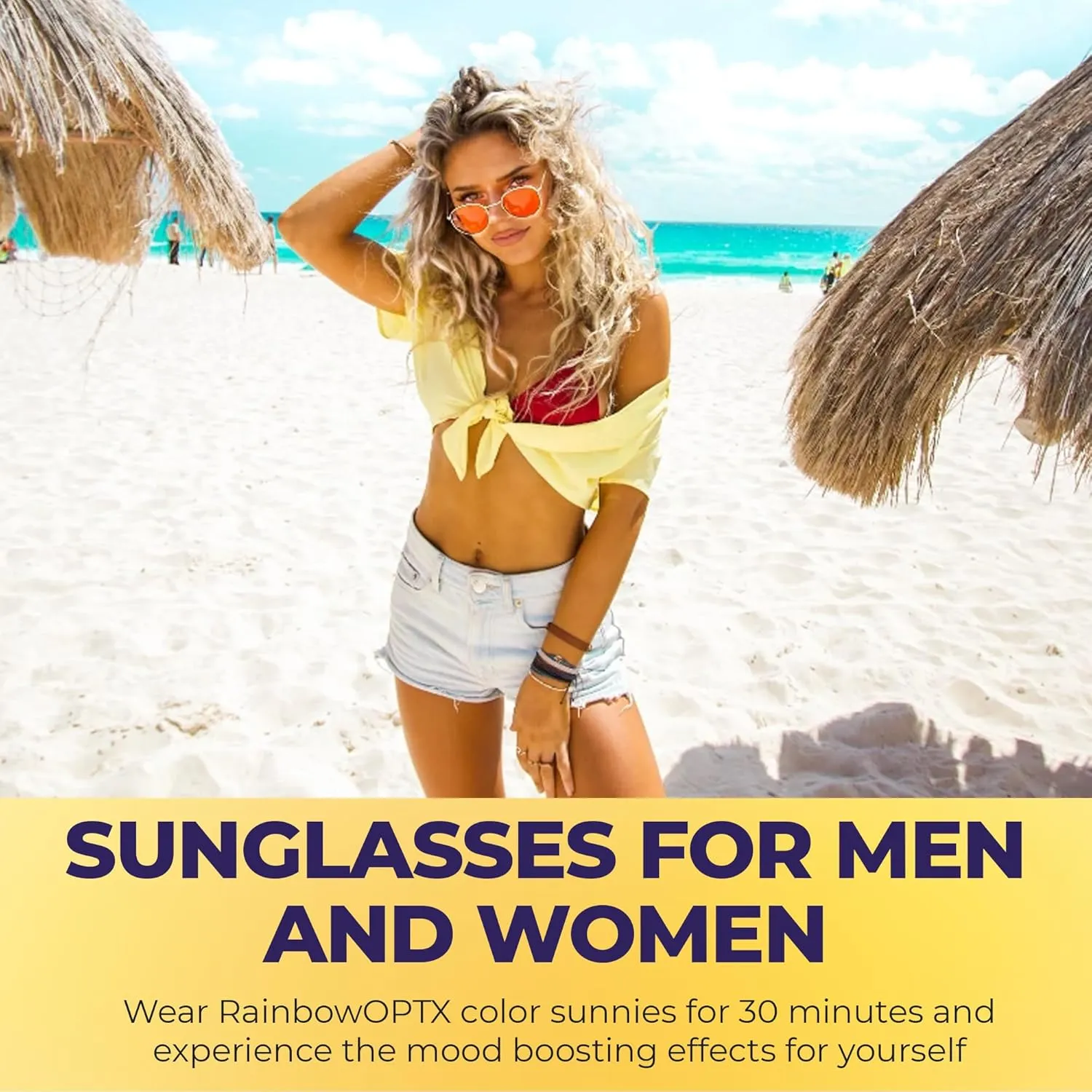 RainbowOPTX Round Mood Boosting Color Sunglasses For Men & Women, Full UV400 Protection