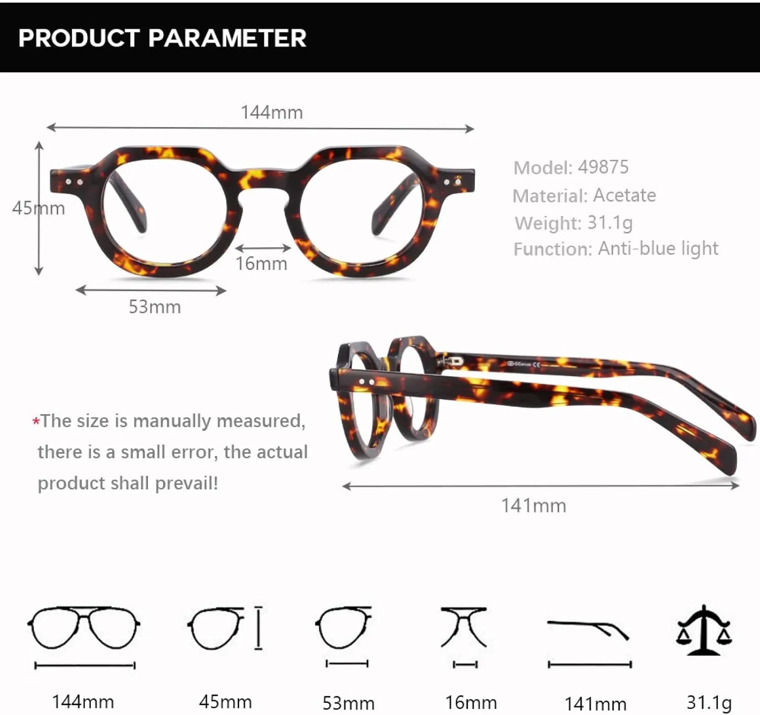 Retro Acetate Men Women Fashion Glasses