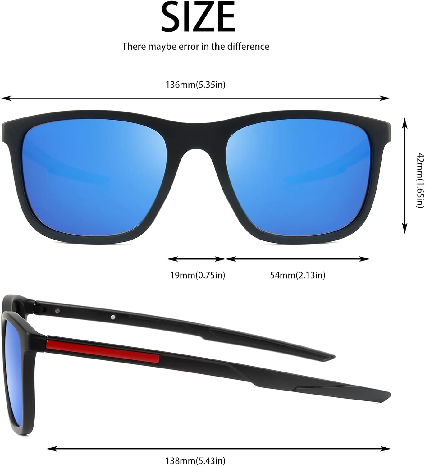 Retro Polarized Sunglasses For Men Women,Square Sport Sun Glasses Shades Shady Rays for Fishing UV Protection