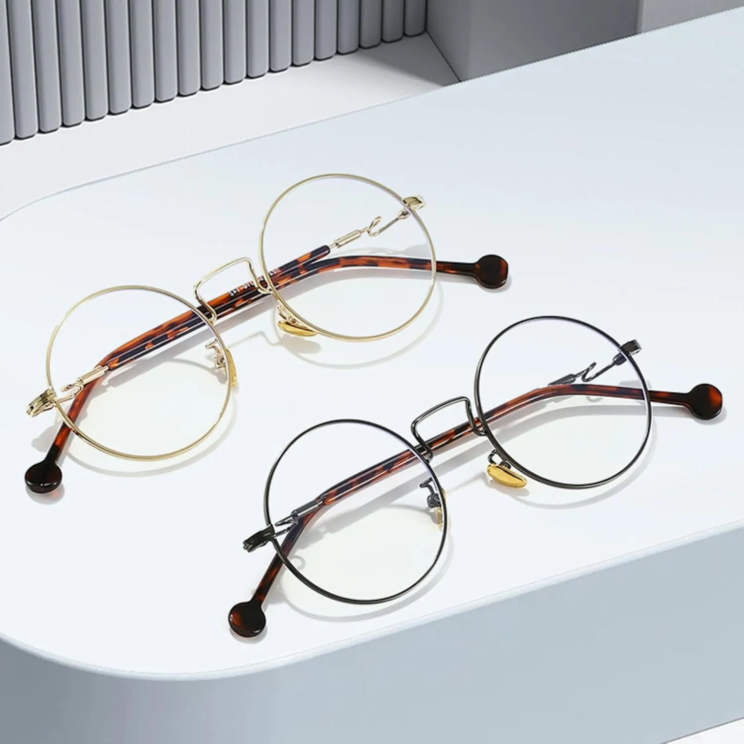 Retro Round Metal Men Glasses Frame Fashion Clear Women Eyewear