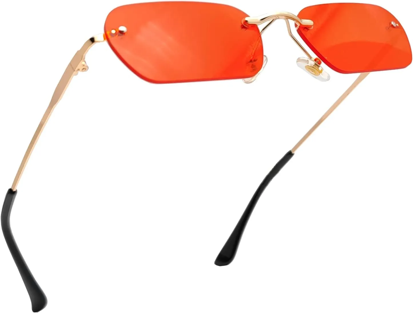 Retro Small Narrow Rimless Sunglasses Trendy 90s Tinted Frameless Rectangle Sunglasses Ultralight Y2k Sun Glasses