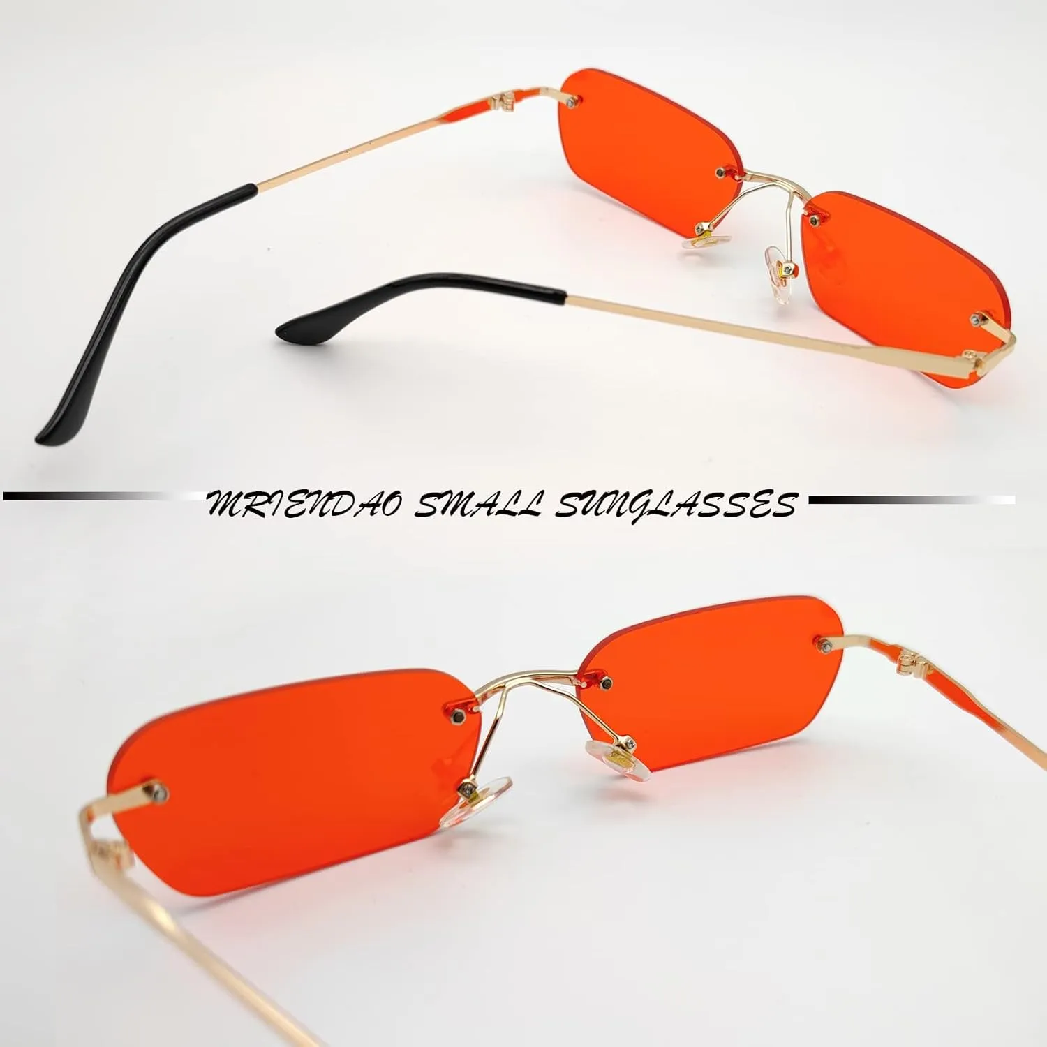 Retro Small Narrow Rimless Sunglasses Trendy 90s Tinted Frameless Rectangle Sunglasses Ultralight Y2k Sun Glasses