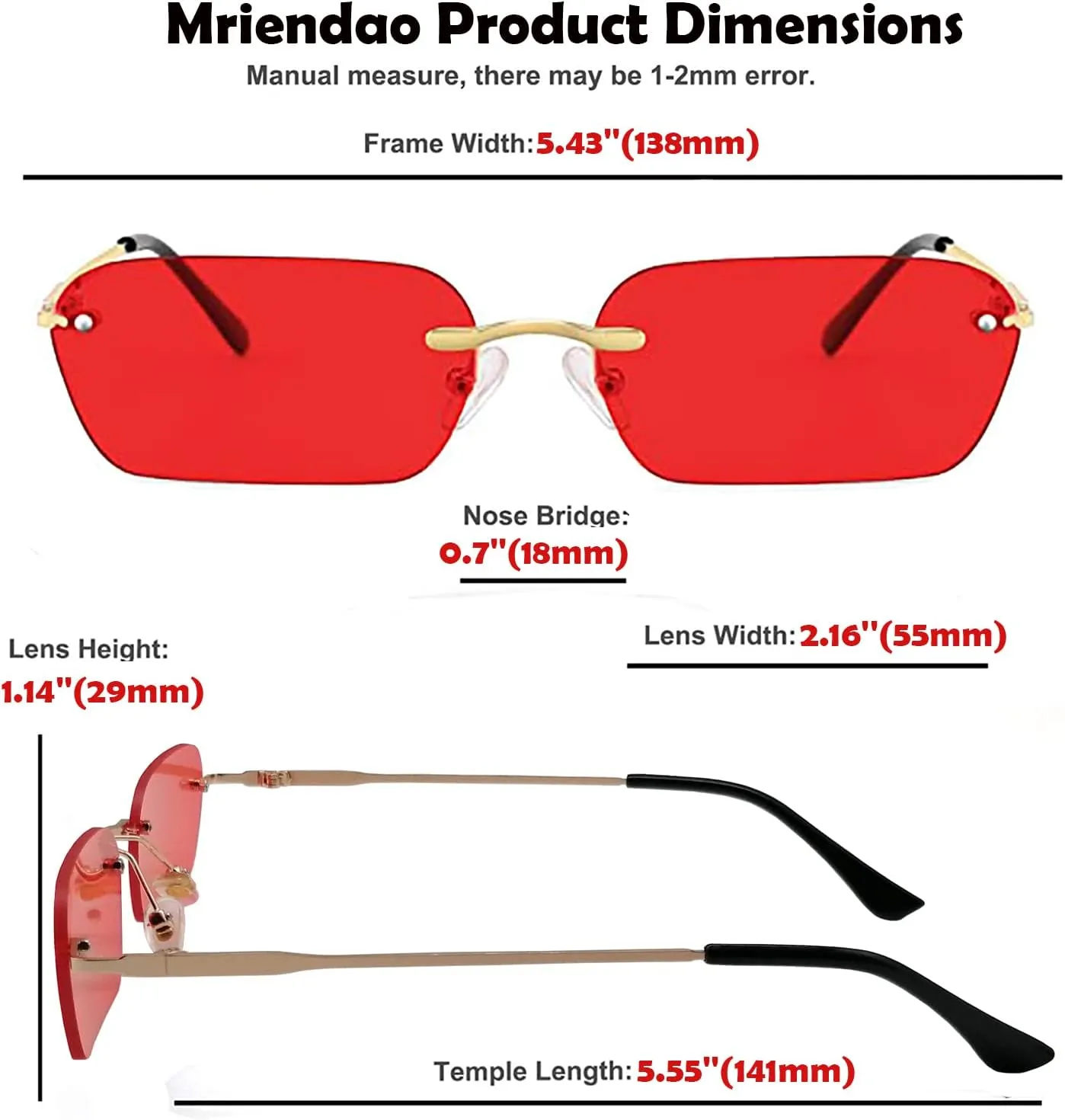 Retro Small Narrow Rimless Sunglasses Trendy 90s Tinted Frameless Rectangle Sunglasses Ultralight Y2k Sun Glasses