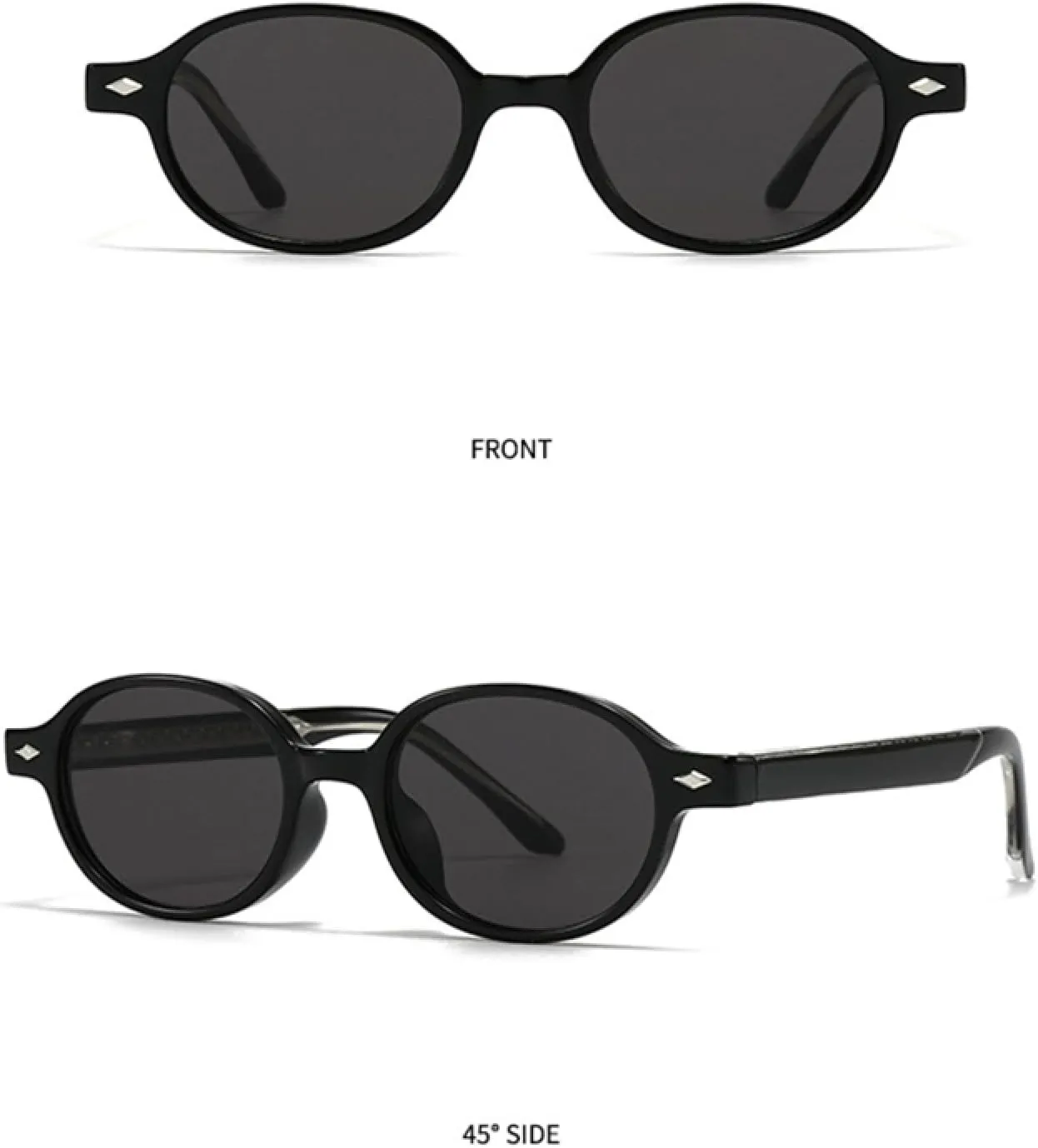 Retro Small Oval Sunglasses Women Shades Uv400 Fashion Rivets Men Sun Glasses