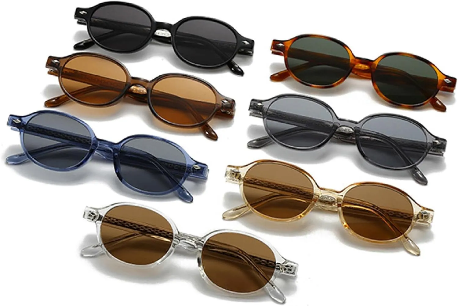Retro Small Oval Sunglasses Women Shades Uv400 Fashion Rivets Men Sun Glasses