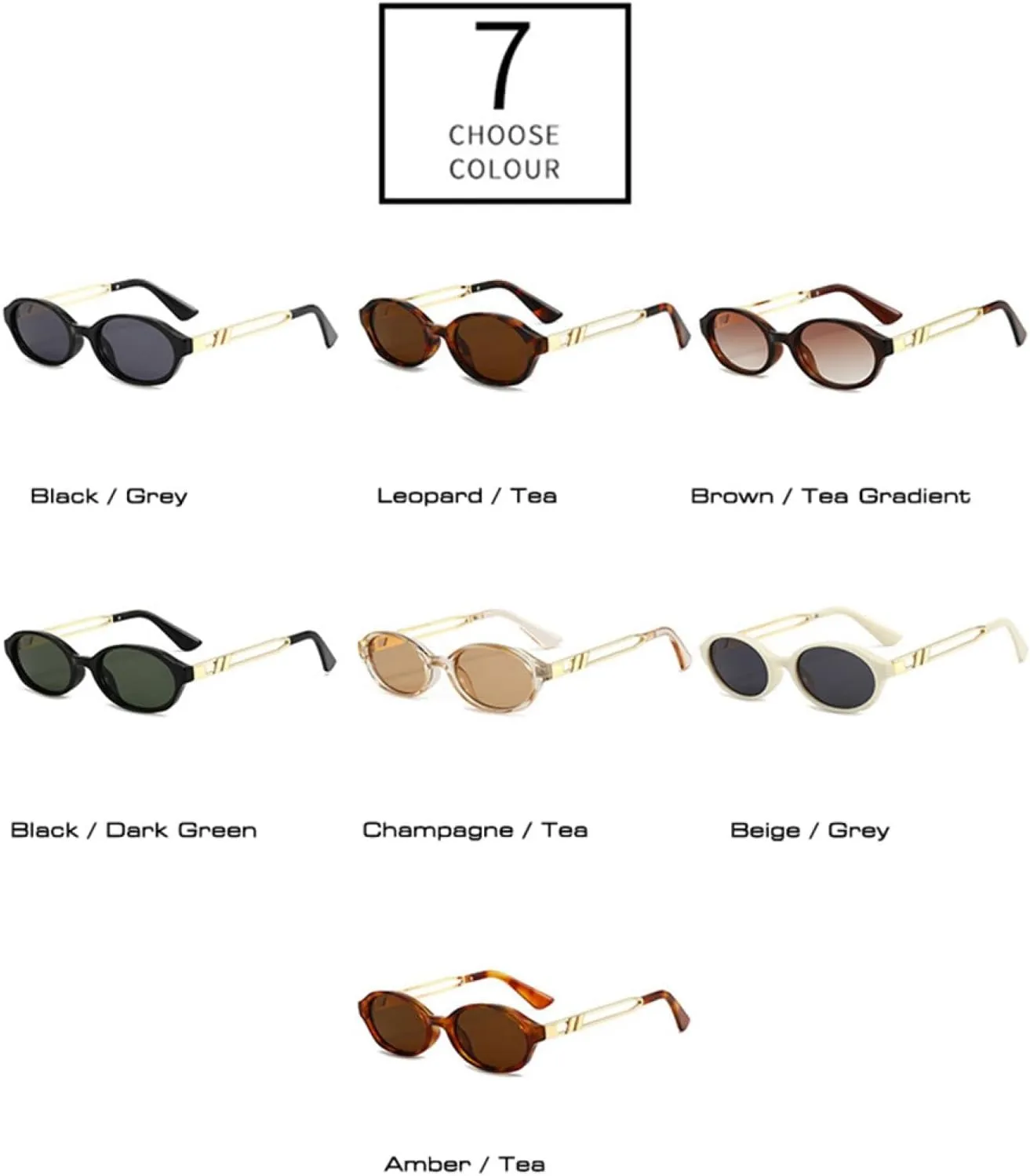 Retro Small Oval Women Sunglasses Fashion Shades Uv400 Men Punk Tea Green Sun Glasses