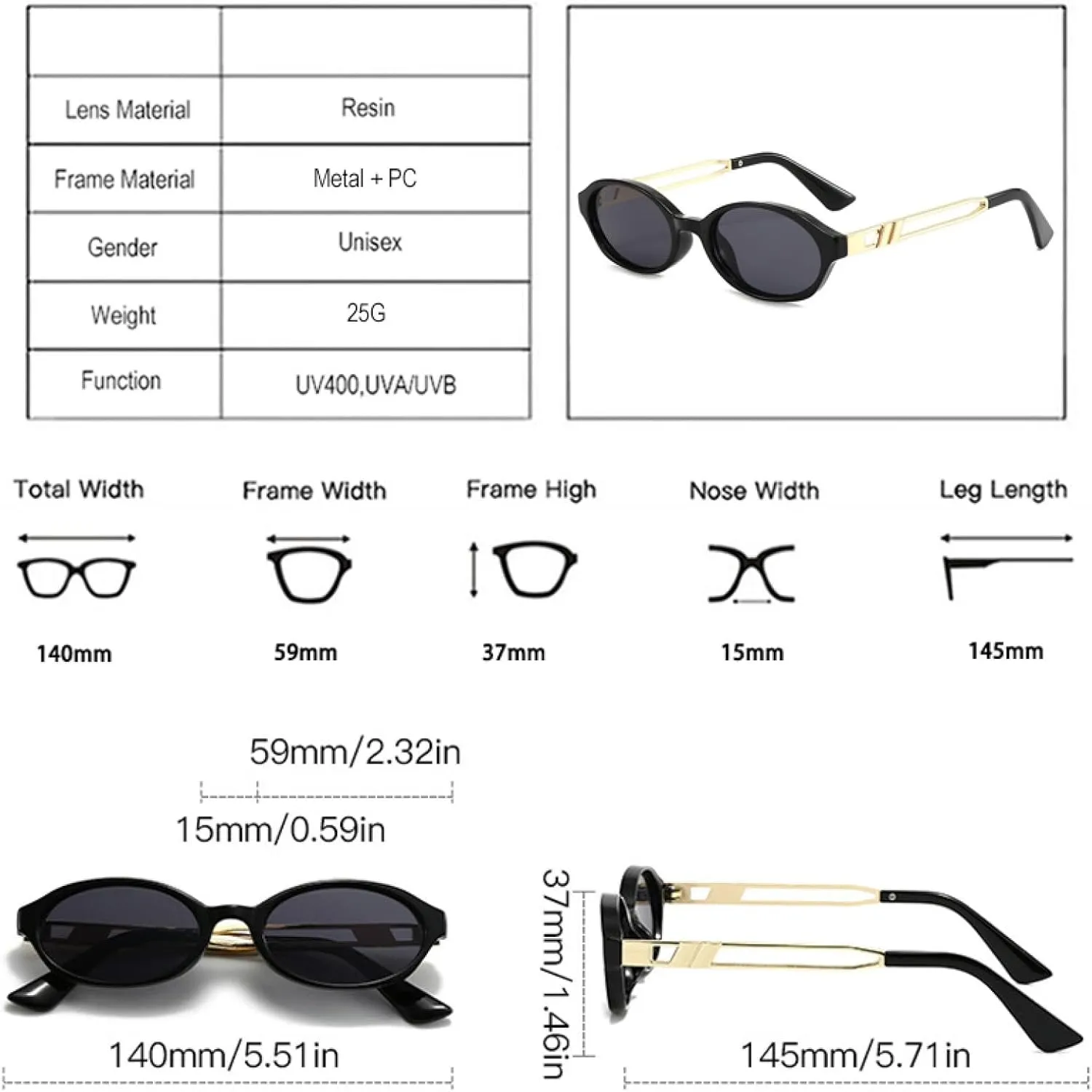 Retro Small Oval Women Sunglasses Fashion Shades Uv400 Men Punk Tea Green Sun Glasses