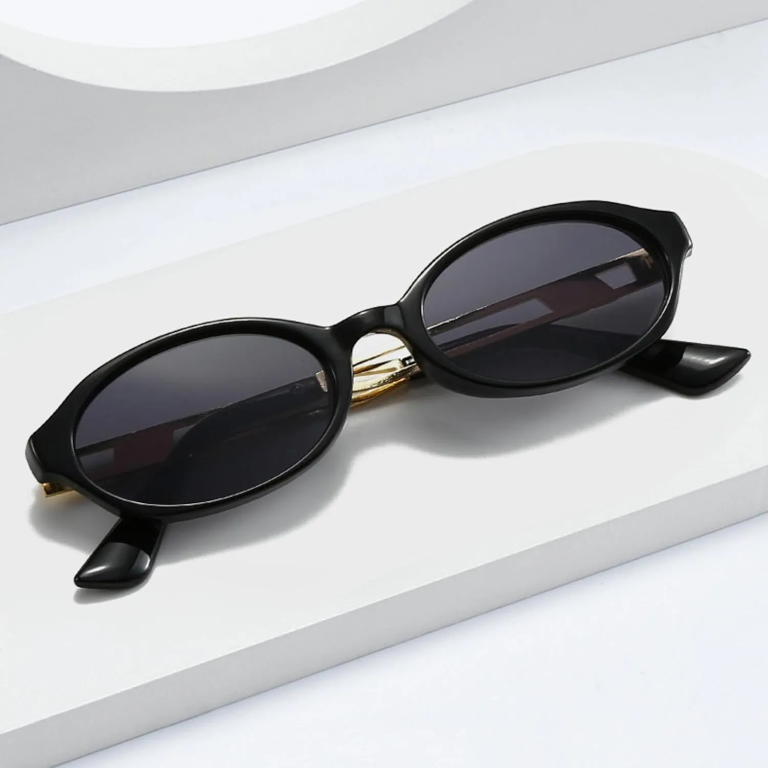 Retro Small Oval Women Sunglasses Fashion Shades Uv400 Men Punk Tea Green Sun Glasses