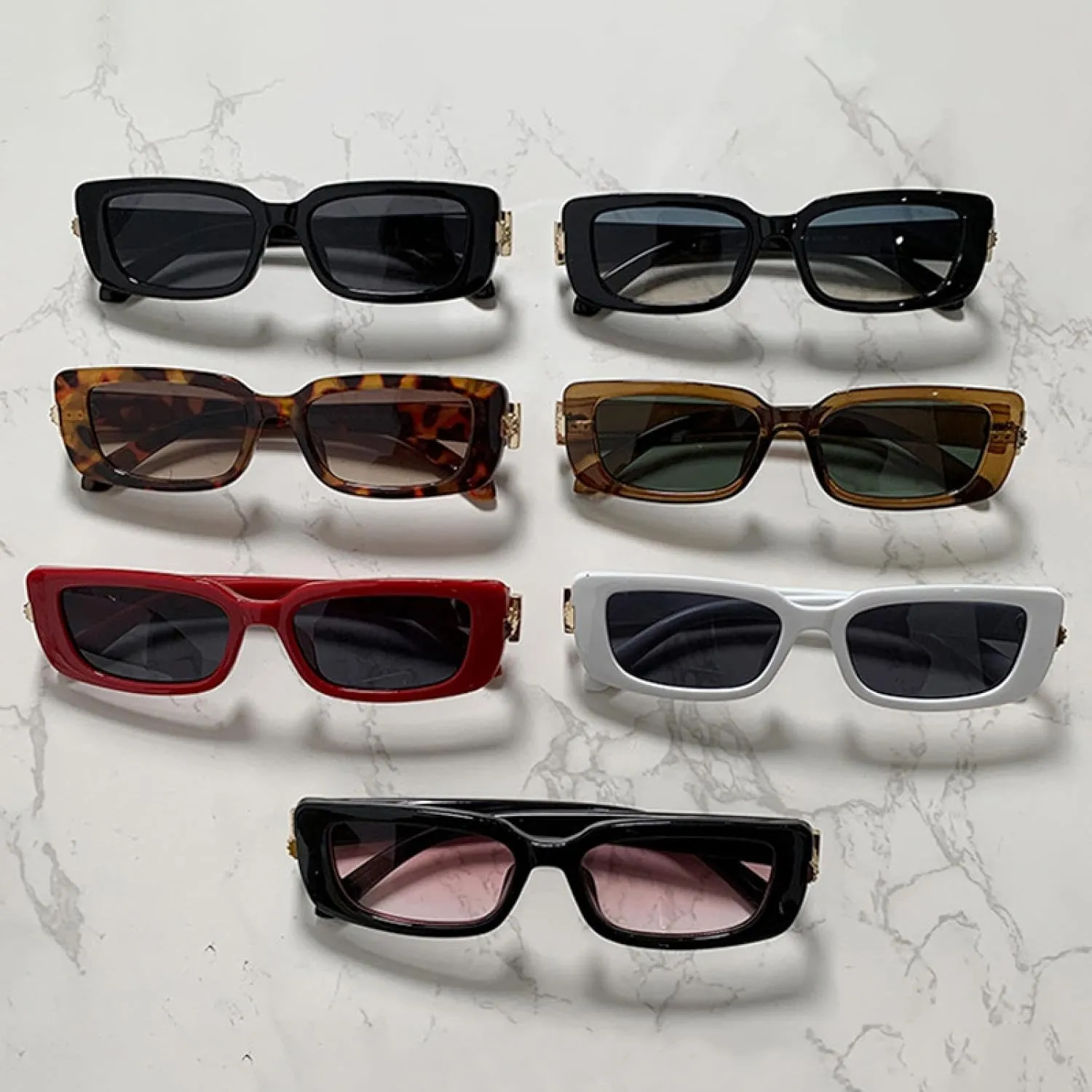 Retro Small Rectangle Sunglasses Women Gradient Uv400