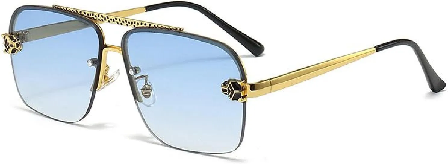 Rimless Sunglasses for Men Luxury Oversized Retro Uv400