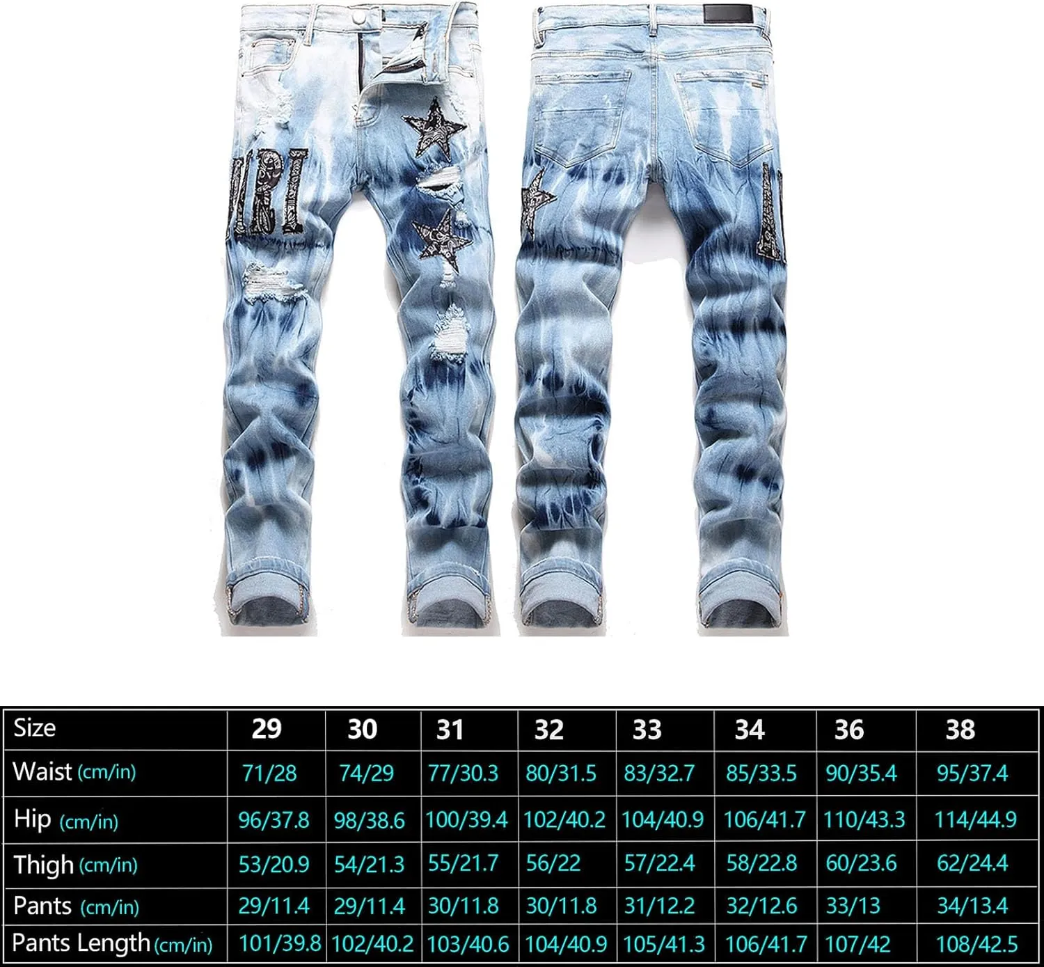 Ripped Jeans Men, Men's Designer Straight Slim Fit Patchwork Jeans, Comfort Skinny Biker Denim Pants, Men Jeans Slim Fit