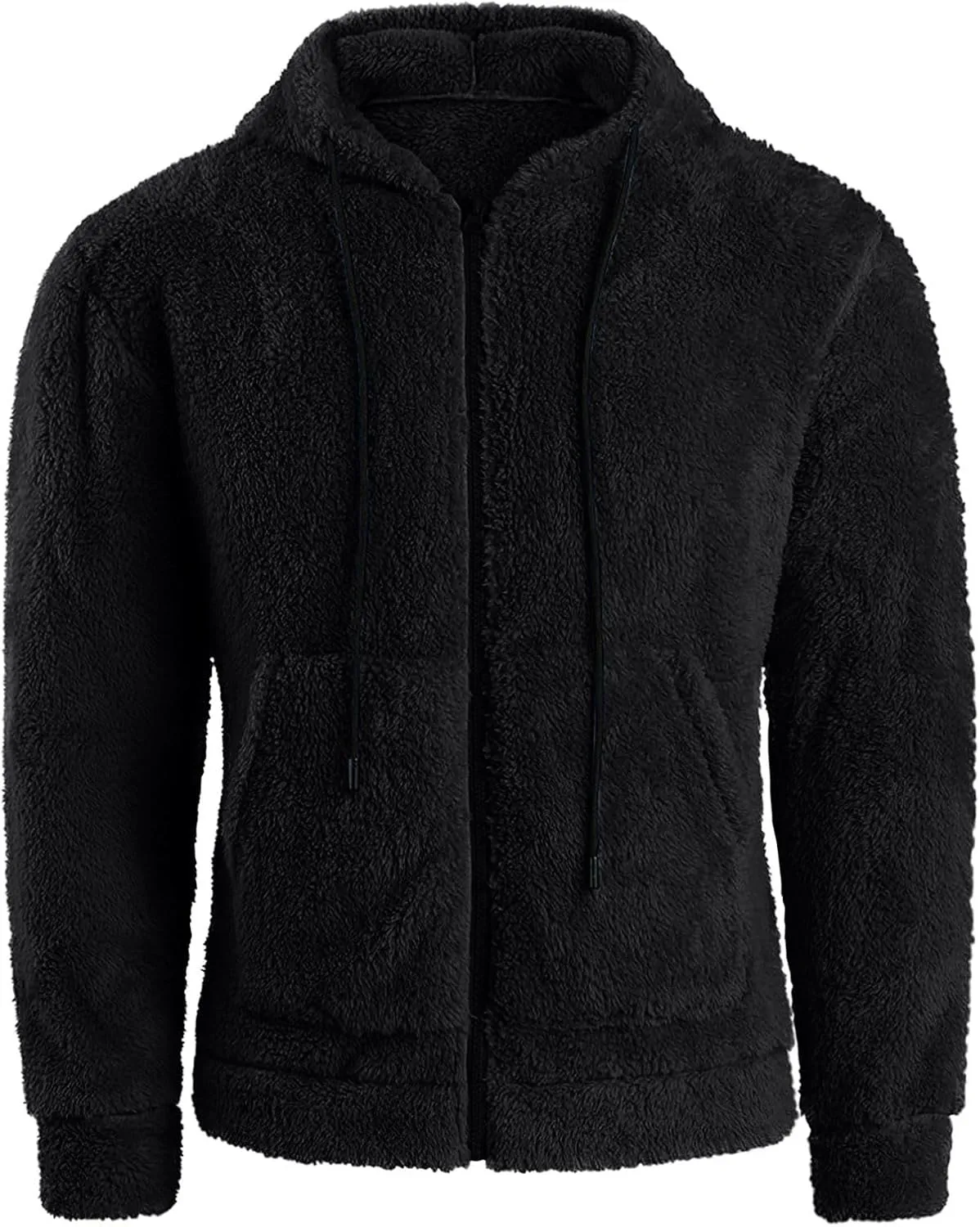 RTRDE Mens Casual Jacket Lightweight Sherpa Jackets Full Zip Warm Fuzzy Windproof Winter Coats Hooded Work Coats, M-3XL