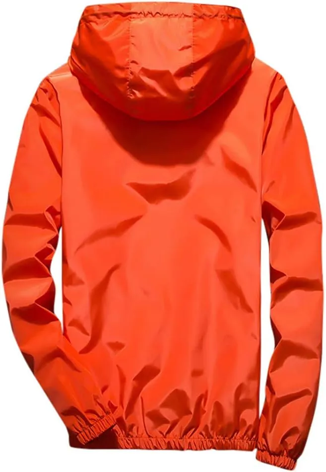 RTRDE Men's Casual Zip Up Jackets Hooded Water Resistant Rain Jacket Windproof for Hiking Fishing Outwear, M-7XL
