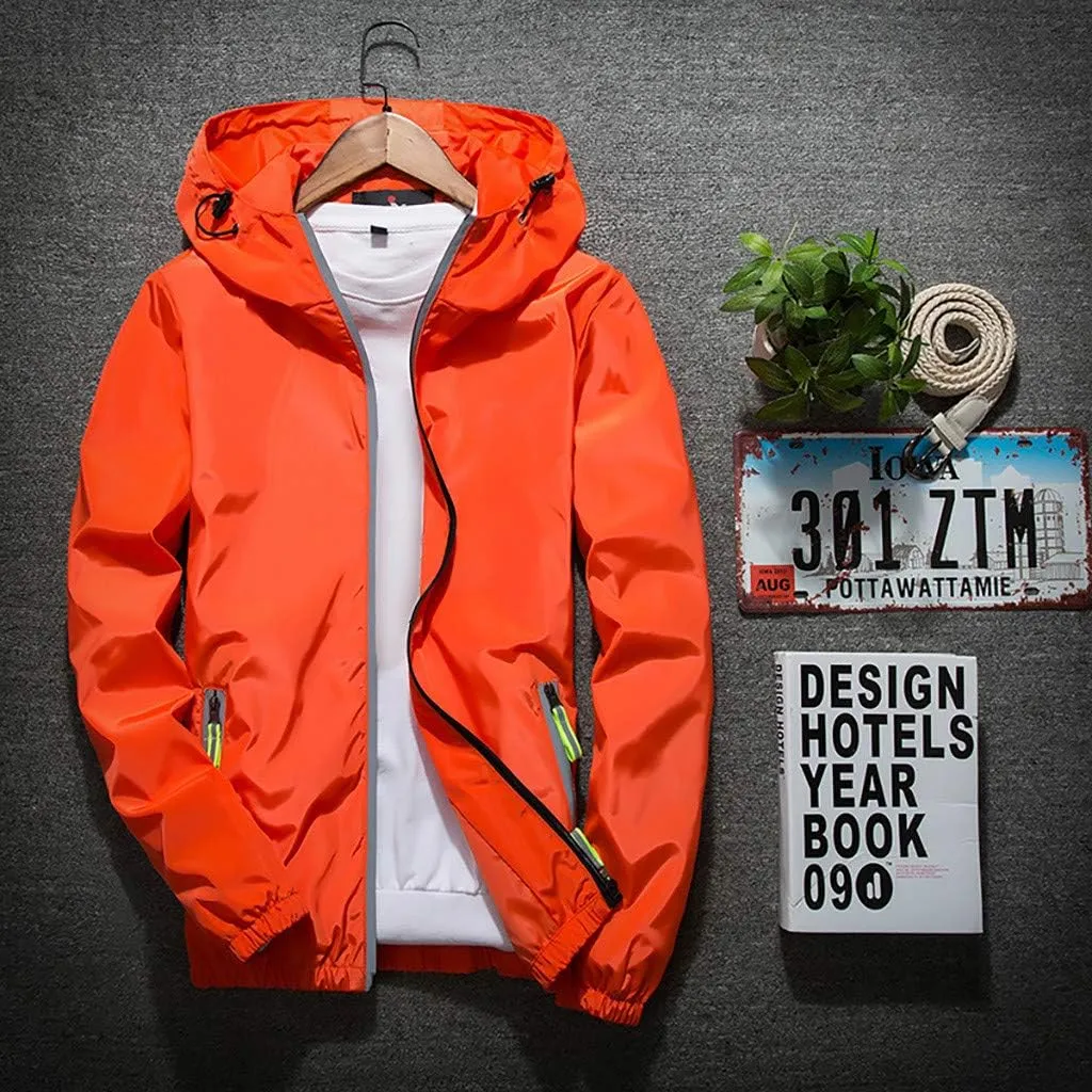 RTRDE Men's Casual Zip Up Jackets Hooded Water Resistant Rain Jacket Windproof for Hiking Fishing Outwear, M-7XL