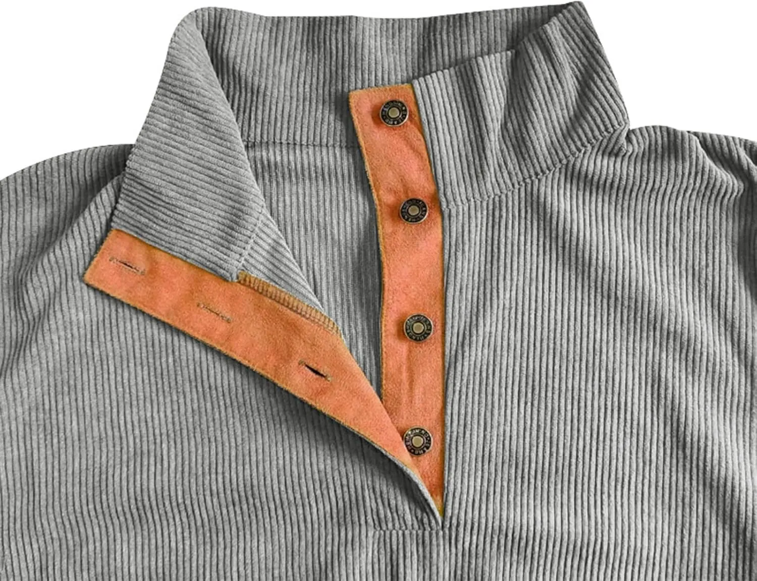 RTRDE Men's Long Sleeve Henley Sweatshirt Corduroy Pullover Sweatshirt Thermal Slim Fit Button Sweatshirts Casual, S-3XL