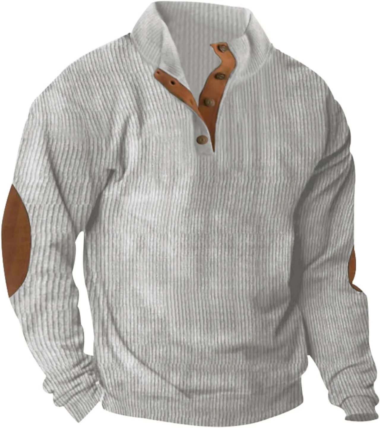 RTRDE Men's Long Sleeve Henley Sweatshirt Corduroy Pullover Sweatshirt Thermal Slim Fit Button Sweatshirts Casual, S-3XL