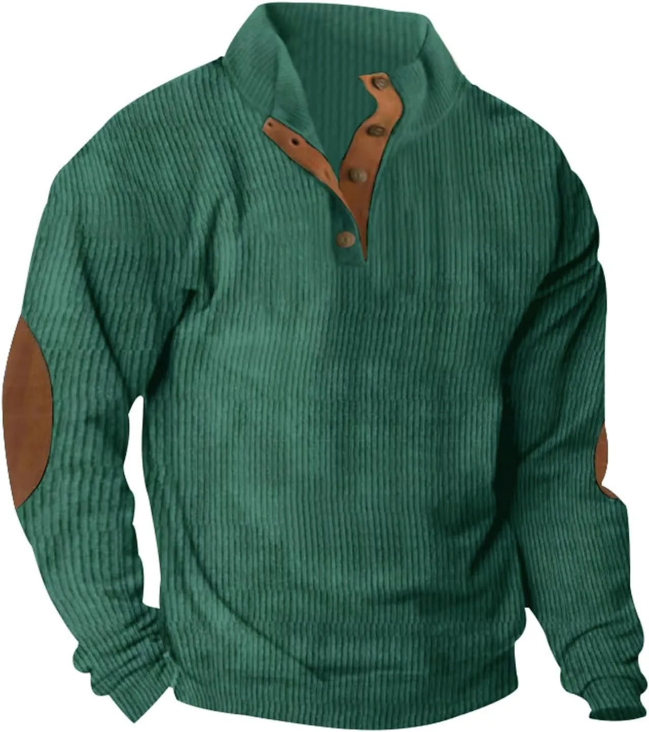 RTRDE Men's Long Sleeve Henley Sweatshirt Corduroy Pullover Sweatshirt Thermal Slim Fit Button Sweatshirts Casual, S-3XL