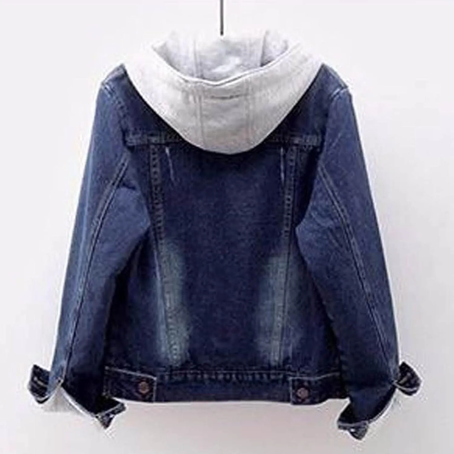 Sherpa Lined Jean Jacket Women Cropped Denim Outerwear with Hood, Trendy Hooded Fleece Denim Jackets Plush Coats