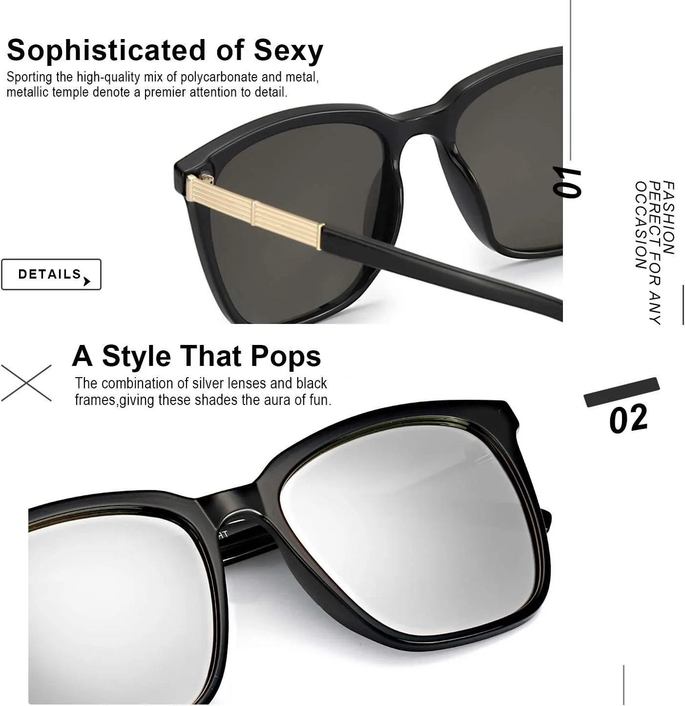 SIPHEW Oversized Square Sunglasses for Women|Lightweight Fashion Sunglasses 100% UV400 Protection|Trendy Mirrored Shade