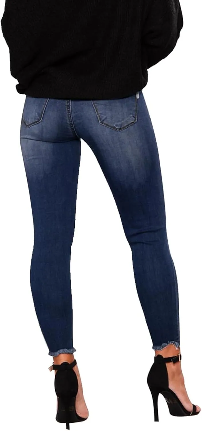 Skinny Jeans for Women Stretchy High Waisted Ripped Jeans Slim Fit Tummy Control Distressed Denim Leggings w/Pockets