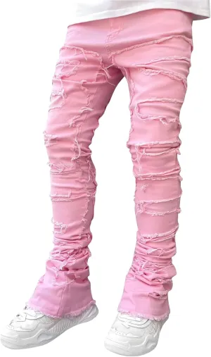 Slim Fit Jeans for Men Skinny Jeans Stretchy Distressed Ripped Stacked Jeans Fashion Designer Urban Denim Jeans Pants
