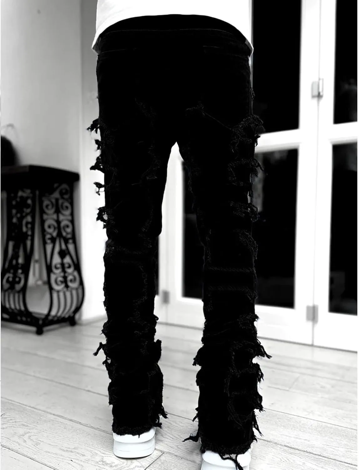 Slim Fit Jeans for Men Skinny Jeans Stretchy Distressed Ripped Stacked Jeans Fashion Designer Urban Denim Jeans Pants