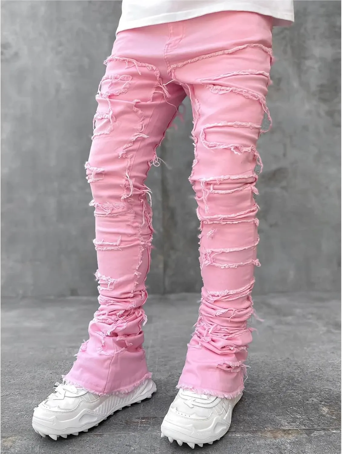 Slim Fit Jeans for Men Skinny Jeans Stretchy Distressed Ripped Stacked Jeans Fashion Designer Urban Denim Jeans Pants