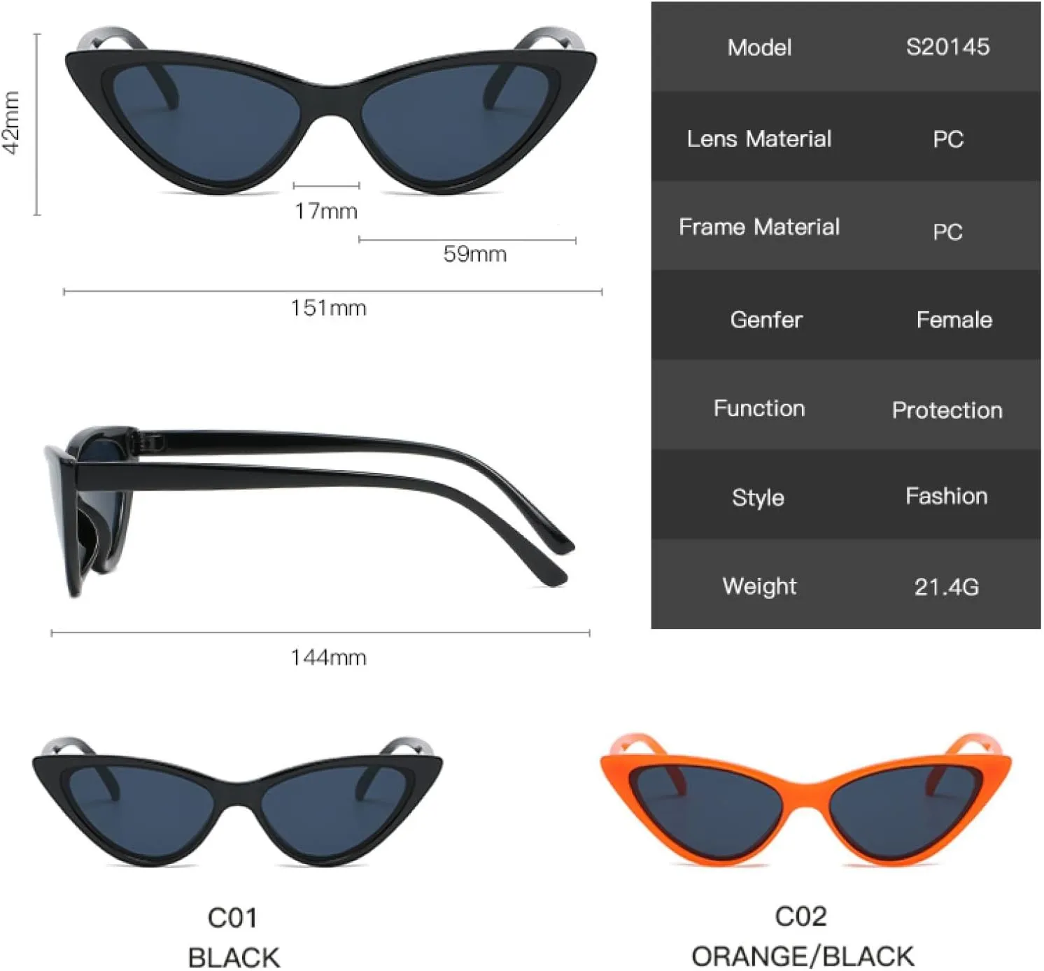 Small Cat Eye Sunglasses for Women Vintage Traveling Style Uv400