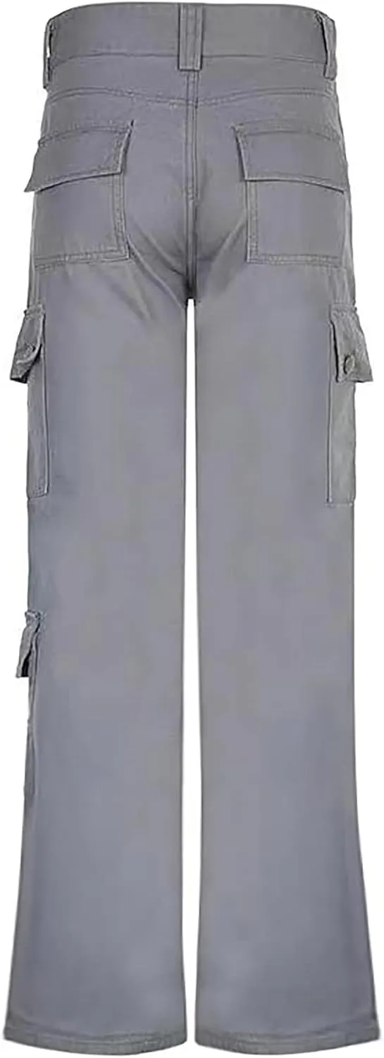 SMIDOW High Waist Stretch Cargo Pants for Women Relax Fit Straight Leg Pants Casual Combat Military Trousers Streetwear