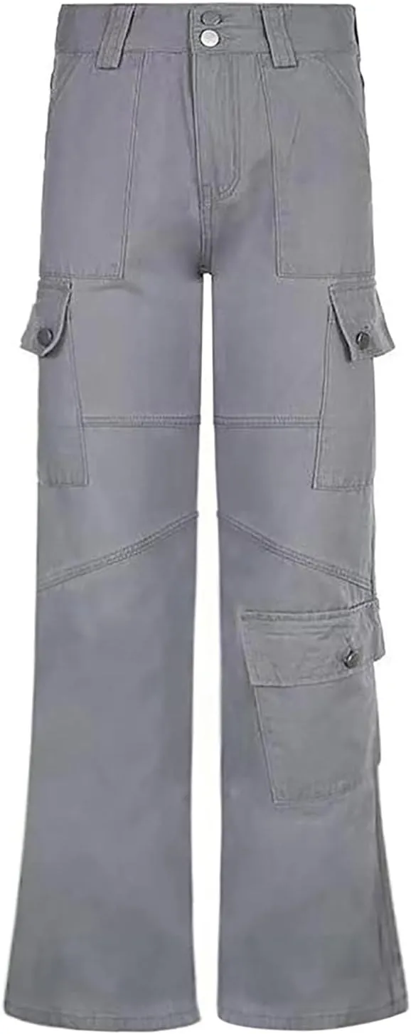 SMIDOW High Waist Stretch Cargo Pants for Women Relax Fit Straight Leg Pants Casual Combat Military Trousers Streetwear