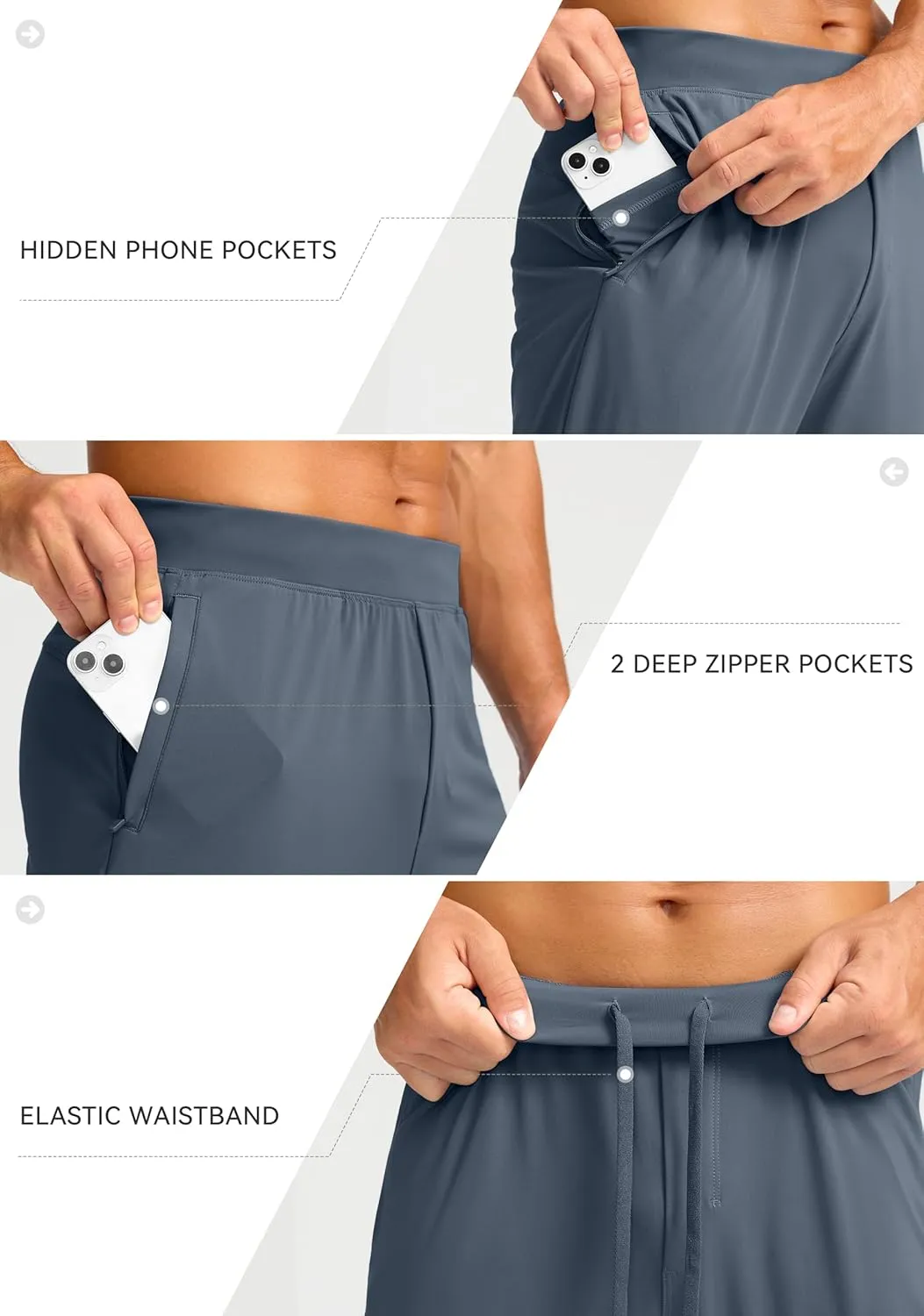 Soothfeel Men's Joggers with Zipper Pockets Golf Joggers Lightweight Sweatpants Athletic Workout Pants for Men Track