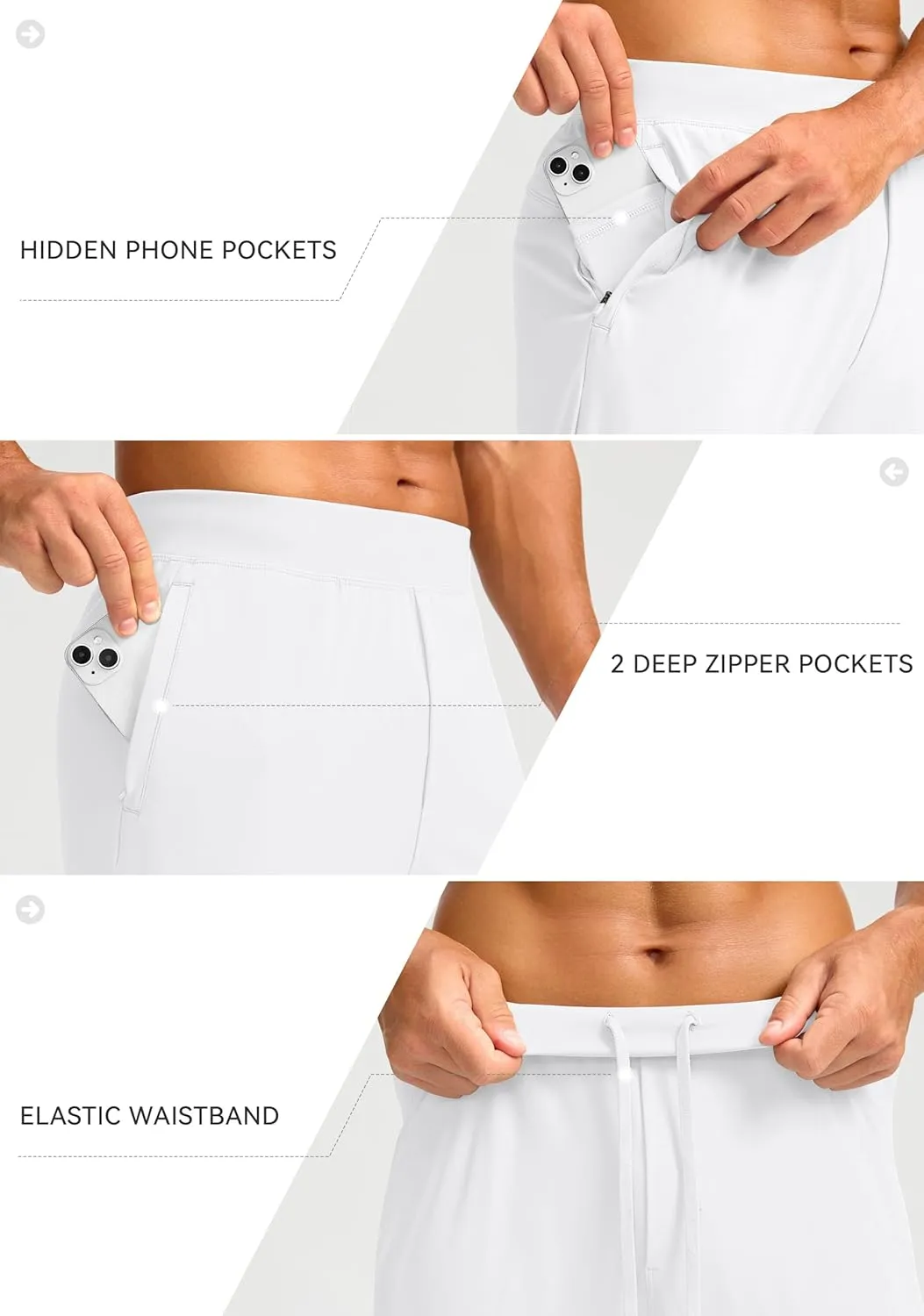 Soothfeel Men's Joggers with Zipper Pockets Golf Joggers Lightweight Sweatpants Athletic Workout Pants for Men Track